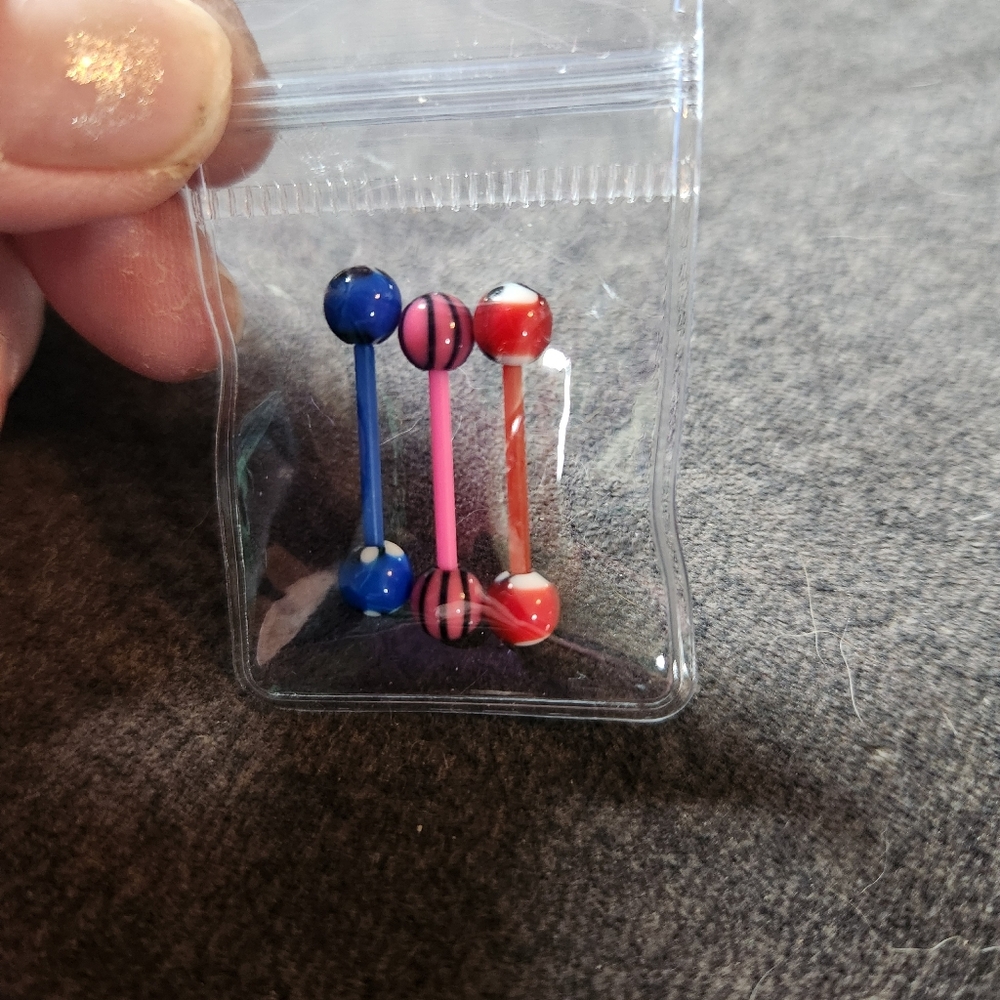 🌞3Pcs Mixed Color Acrylic Rod Tongue. - Picture 1 of 4